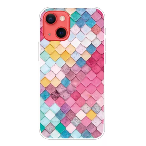 Coque en TPU Sir&egrave;ne avec &eacute;cailles compatible avec iPhone 14 - color&eacute;e