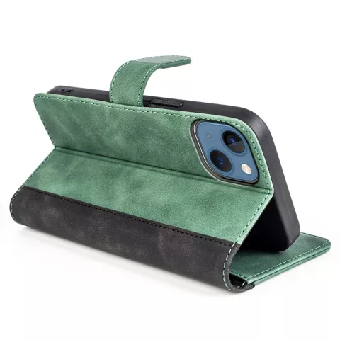 &Eacute;tui portefeuille en cuir artificiel Bookcase compatible avec iPhone 14 - vert