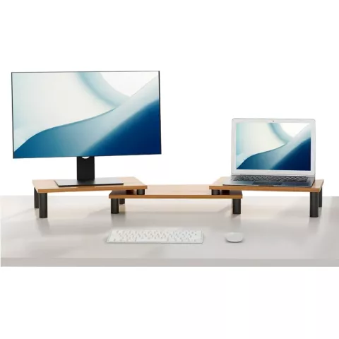 Support de moniteur en bois 3 pi&egrave;ces et support pour ordinateur portable pour le bureau