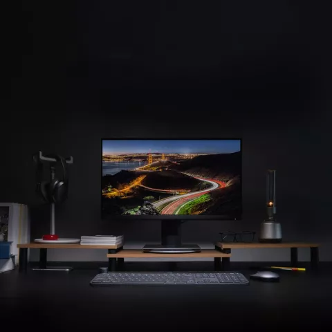 Support de moniteur en bois 3 pi&egrave;ces et support pour ordinateur portable pour le bureau