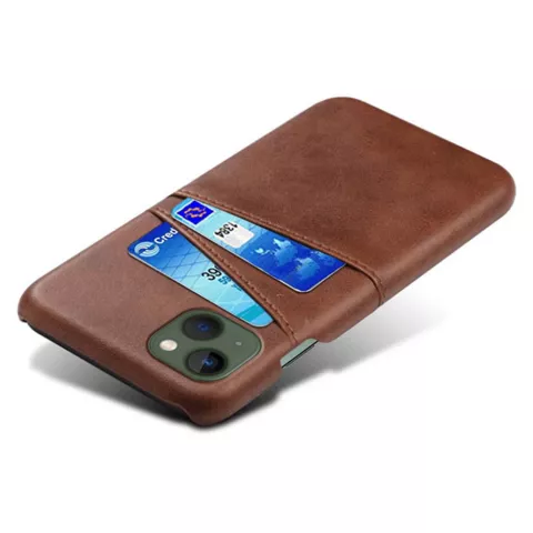 &Eacute;tui en cuir artificiel Duo Cardslot Wallet compatible avec iPhone 14 - marron