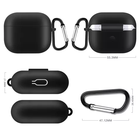 &Eacute;tui en silicone Solid Protection avec crochet compatible avec AirPods 3 - noir