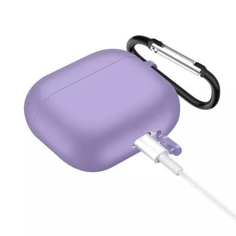 Etui en silicone Solid Protection avec crochet pour AirPods 3 - violet