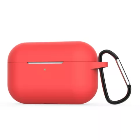 &Eacute;tui en silicone de protection antichoc avec crochet compatible avec AirPods Pro 1 &amp; 2 - rouge
