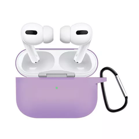 &Eacute;tui en silicone de protection antichoc avec crochet compatible avec AirPods Pro 1 &amp; 2 - violet