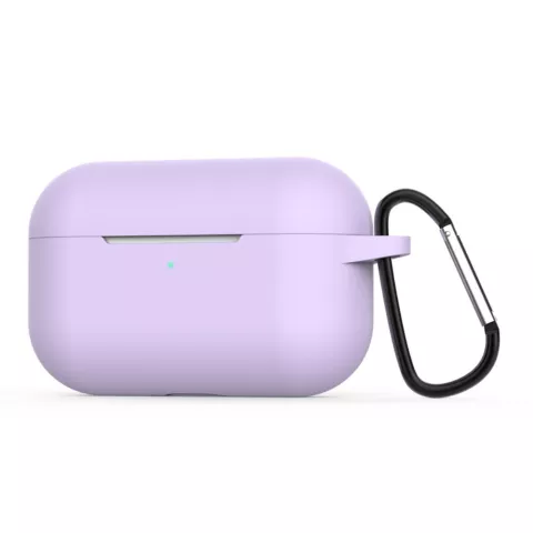 &Eacute;tui en silicone de protection antichoc avec crochet compatible avec AirPods Pro 1 &amp; 2 - violet
