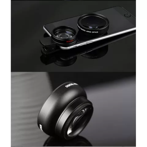 Kit d&#039;objectif de cam&eacute;ra de t&eacute;l&eacute;phone, objectif &agrave; clipser 2 en 1, ultra grand Angle 0,45x + objectif Macro HD