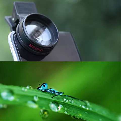 Kit d&#039;objectif de cam&eacute;ra de t&eacute;l&eacute;phone, objectif &agrave; clipser 2 en 1, ultra grand Angle 0,45x + objectif Macro HD