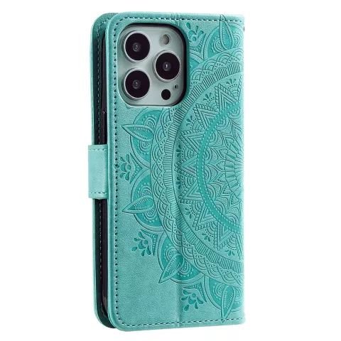 &Eacute;tui portefeuille en TPU Mandala compatible avec iPhone 14 Pro - vert
