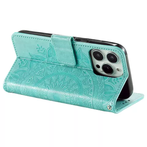 Coque en TPU Mandala Wallet pour iPhone 14 Pro - verte