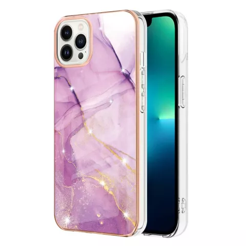 Coque TPU Marble Stone compatible avec iPhone 14 Pro - violet