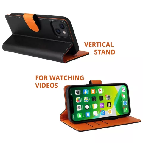 &Eacute;tui portefeuille en cuir artificiel Bookcase compatible avec iPhone 14 Pro - noir