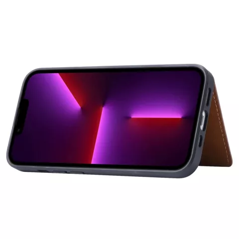 &Eacute;tui en cuir artificiel Card Wallet compatible avec iPhone 14 Pro - marron