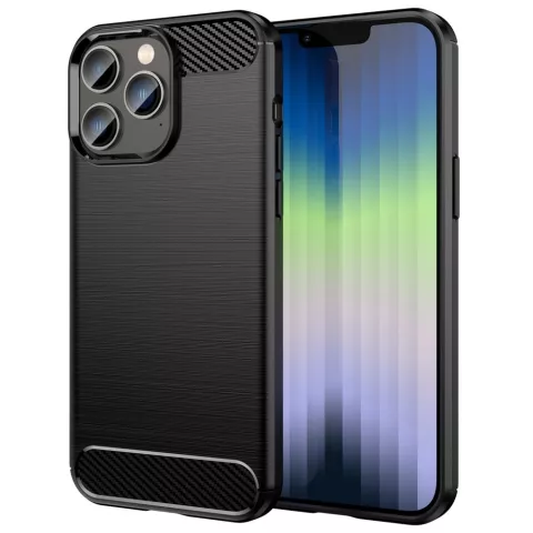 Coque en TPU Carbon Armor compatible avec iPhone 14 Pro - noir