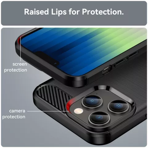 Coque en TPU Carbon Armor compatible avec iPhone 14 Pro - noir