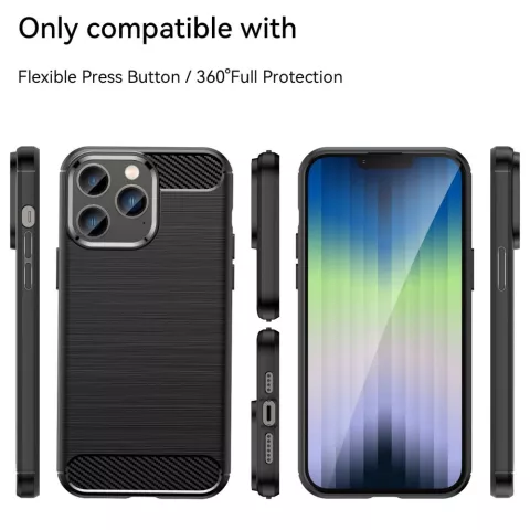 Coque en TPU Carbon Armor compatible avec iPhone 14 Pro - noir