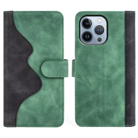 &Eacute;tui Bookcase en similicuir pour iPhone 14 Pro - vert