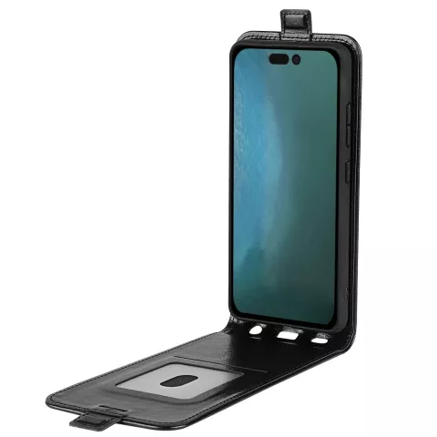 &Eacute;tui en cuir artificiel Flipcase vertical compatible avec iPhone 14 Pro - noir