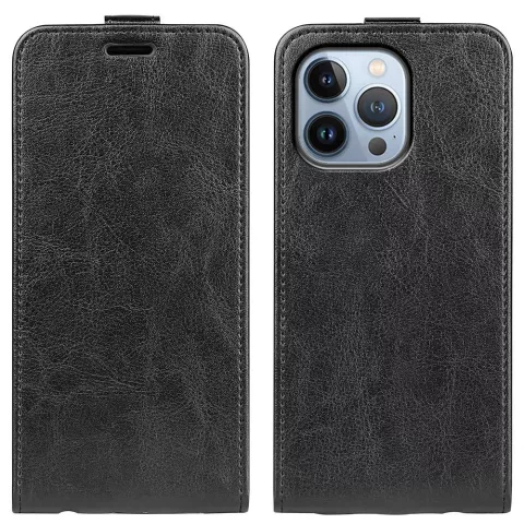 &Eacute;tui en cuir artificiel Flipcase vertical compatible avec iPhone 14 Pro - noir