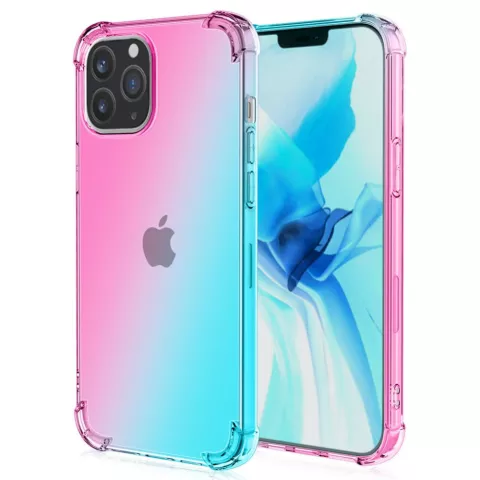 Coque en TPU d&eacute;grad&eacute; compatible avec iPhone 14 Pro - rose et vert