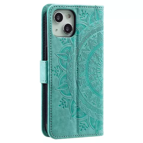 &Eacute;tui portefeuille en TPU Mandala compatible avec iPhone 14 Plus - vert