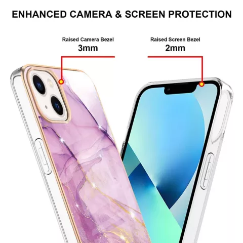 Coque TPU Marble Stone compatible avec iPhone 14 Plus - violet