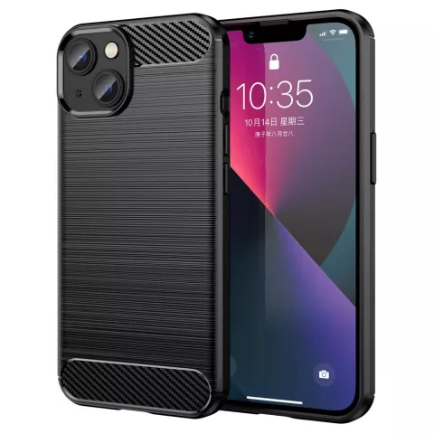 Coque en TPU Carbon Armor compatible avec iPhone 14 Plus - noire