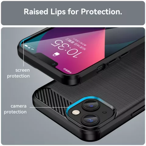 Coque en TPU Carbon Armor pour iPhone 14 Plus - noire