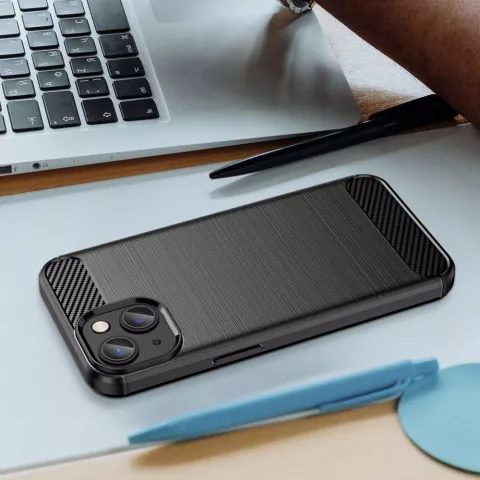 Coque en TPU Carbon Armor compatible avec iPhone 14 Plus - noire
