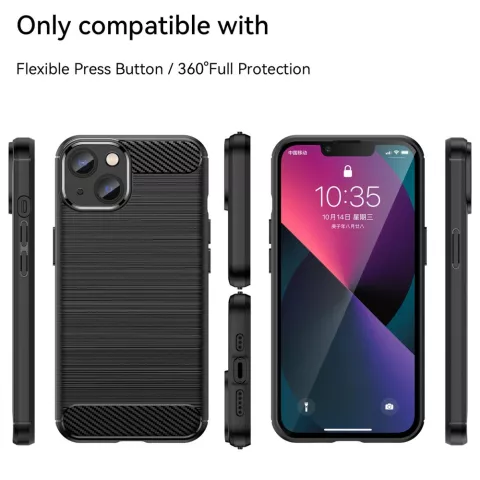 Coque en TPU Carbon Armor compatible avec iPhone 14 Plus - noire
