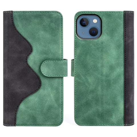 &Eacute;tui portefeuille en cuir artificiel compatible avec iPhone 14 Plus - vert