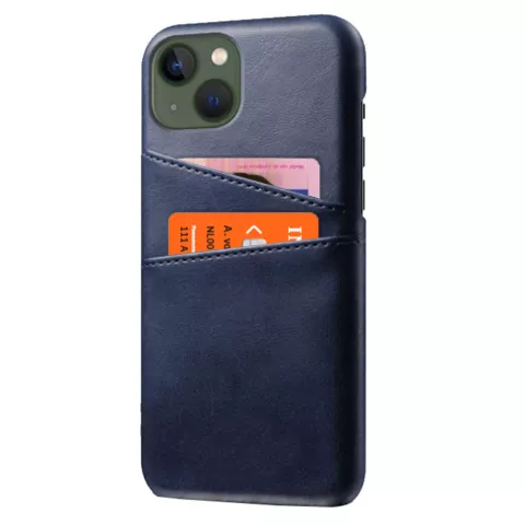 &Eacute;tui en cuir artificiel Duo Cardslot Wallet compatible avec iPhone 14 Plus - bleu