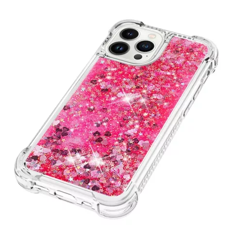 Coque en TPU paillet&eacute; pour iPhone 14 Pro Max - rose transparent