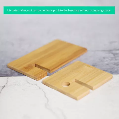 Support de t&eacute;l&eacute;phone en bois de bambou, accessoires de bureau avec trou de c&acirc;ble