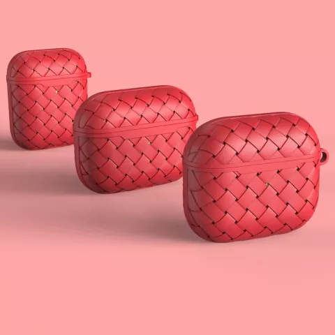 &Eacute;tui en TPU de protection tiss&eacute; avec oeillet compatible avec AirPods 3 - rouge