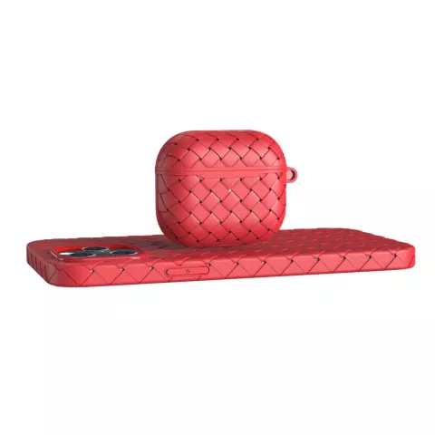 &Eacute;tui en TPU de protection tiss&eacute; avec oeillet compatible avec AirPods 3 - rouge