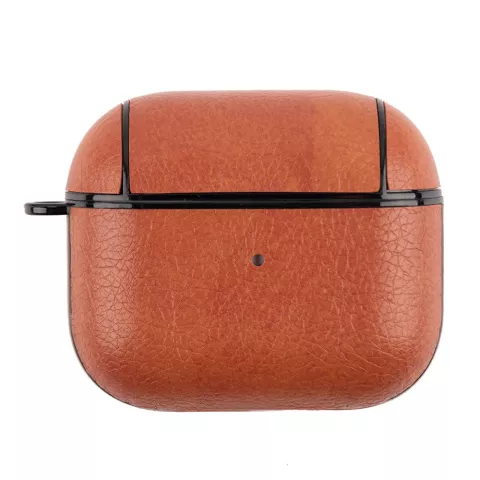 &Eacute;tui de protection en cuir artificiel avec crochet compatible avec AirPods 3 - marron