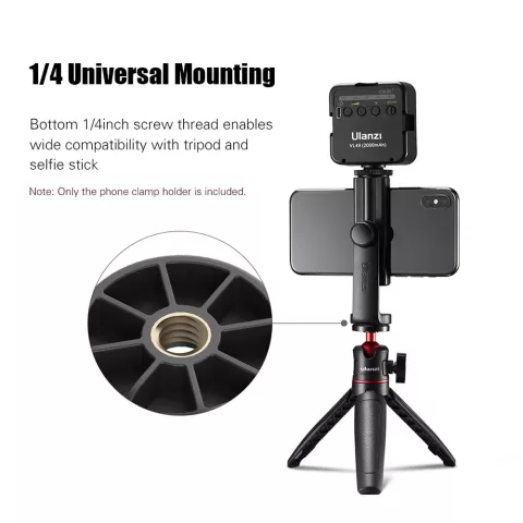 Ulanzi ST-17 support de t&eacute;l&eacute;phone rotatif &agrave; 360 degr&eacute;s pour tr&eacute;pied avec support de chaussure froide filetage 1/4