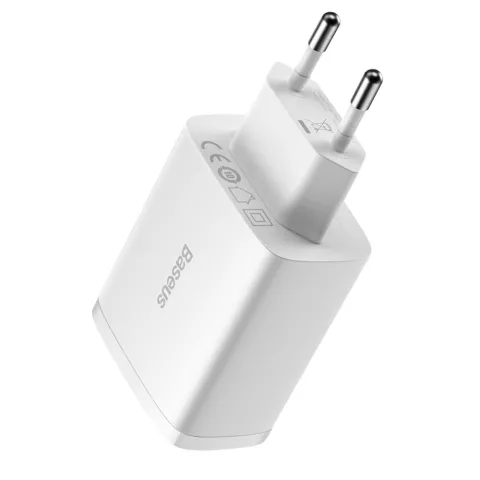 Chargeur Compact Baseus avec 3 Ports USB-A Adaptateur Secteur 17 W Prise UE - Blanc