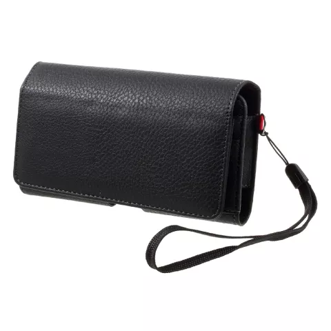 Pochette De Couverture De Sac Universelle Pour 2 T&eacute;l&eacute;phones Argent Et Cartes Avec Support De Clip De Ceinture - Noir