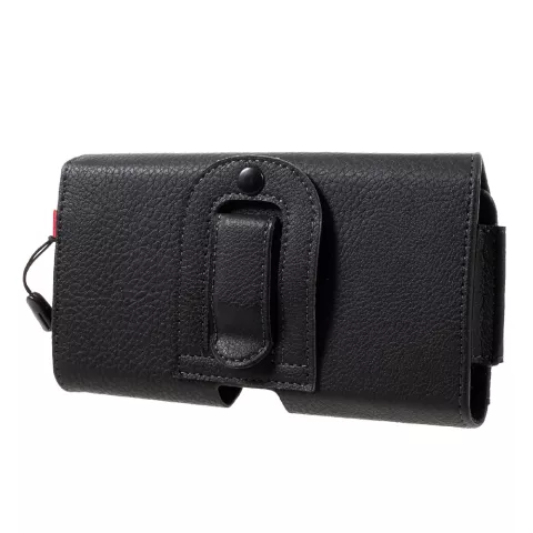 Pochette De Couverture De Sac Universelle Pour 2 T&eacute;l&eacute;phones Argent Et Cartes Avec Support De Clip De Ceinture - Noir