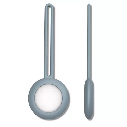 &Eacute;tui en silicone et anneau rond de suspension compatible avec Apple AirTag - Bleu