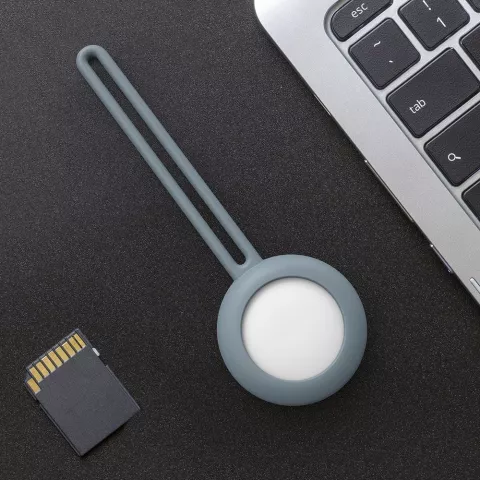 Coque en silicone et pendentif anneau rond pour Apple AirTag - Bleu