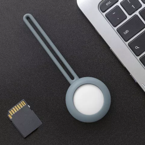 &Eacute;tui en silicone et anneau rond de suspension compatible avec Apple AirTag - Bleu