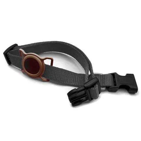 Collier pour chien et chat et support en silicone compatible avec Apple AirTag - Marron
