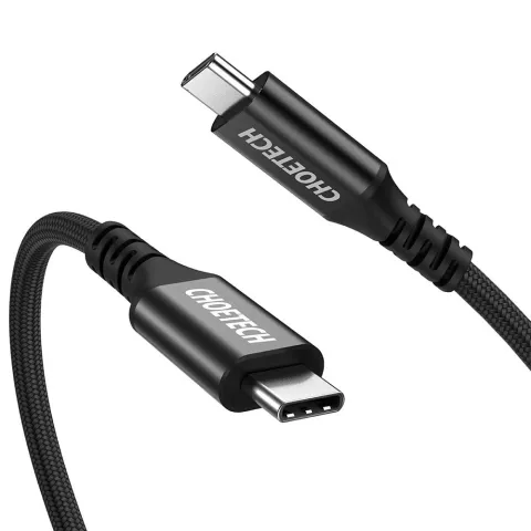 Choetech 100W C&acirc;ble USB-C 2M PD 4K 10Gbps Charge Rapide Alimentation Rapide - Noir