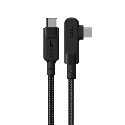 C&acirc;ble de chargement pour ordinateur portable Acefast USB-C 100W PD 2 m&egrave;tres avec angle droit - Noir