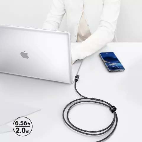 C&acirc;ble de chargement pour ordinateur portable Acefast USB-C 100W PD 2 m&egrave;tres avec angle droit - Noir