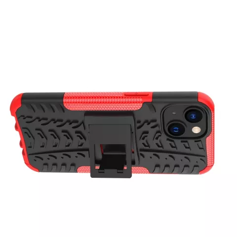 Coque en plastique et TPU antid&eacute;rapante Kickstand pour iPhone 14 - rouge