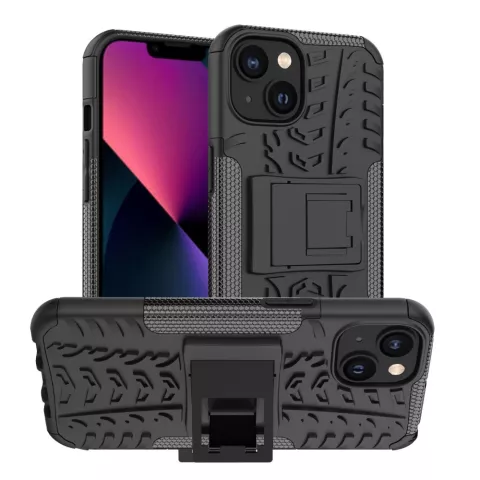 Coque en plastique et TPU anti-d&eacute;rapant Shockproof Kickstand pour iPhone 14 - noir